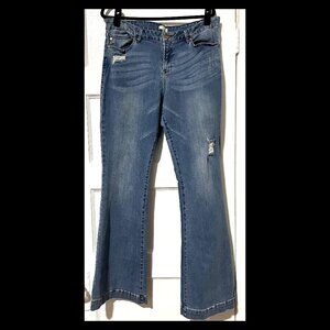 Dear John Womens Blue Denim Destructive Bootcut Jeans Sz 32 EUC